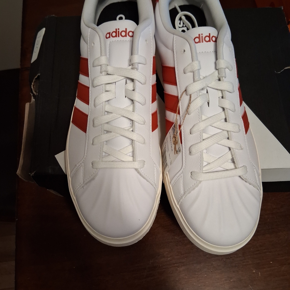 Adidas Men's White and Red Sneakers